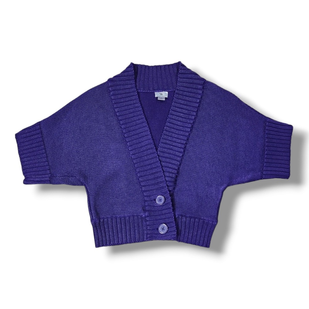 Worthington Purple Short Sleeved V-Neck Cardigan Women's Size Small‎